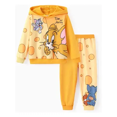 Tom and Jerry Toddler Boy 2pcs Colorblock Long-sleeve Hoodies And Pants Set