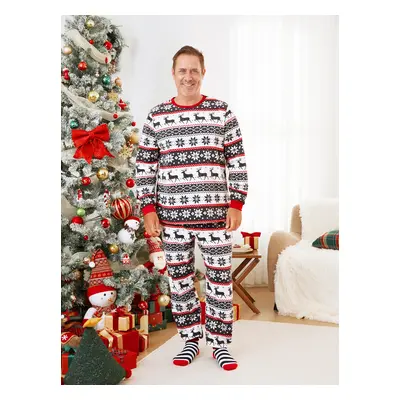 Christmas Family Matching Reindeer & Snowflake All-over Print Long-sleeve Fleece Pajamas Sets