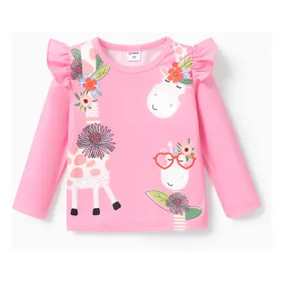 Toddler Girl Childlike Giraffe Flutter Sleeve Tee