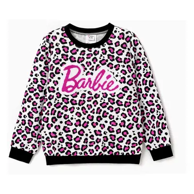 Barbie Toddler/Kid Girl Naia™ Letter Embroidered Leopard Pullover Sweatshirt