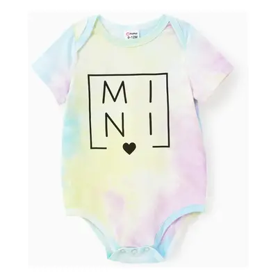 Mommy and Me 95% Cotton Letter Print Tie Dye Short-sleeve Tee