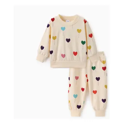 Baby Girl 2pcs Balloon Print Sweatshirt and Sweatpants Set