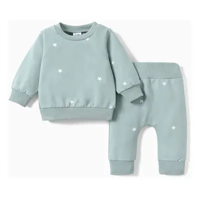 2pcs Baby All Over Polka Dots Long-sleeve Pullover and Trousers Set