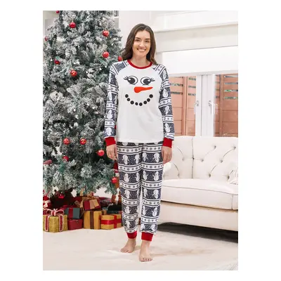 Matching Christmas Pajamas Family Snowman Pattern Long Sleeves PJs Sets