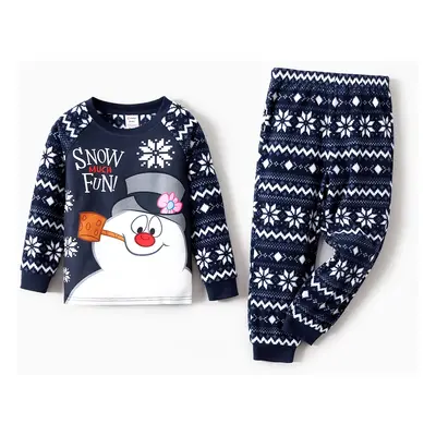 Frosty The Snowman Pajamas - Christmas PJs Fleece with Snowflake Print (Raglan Sleeve)