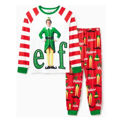 ELF Family Matching Christmas Character Striped Print Colorblock Pajamas Set (Flame Resistant)