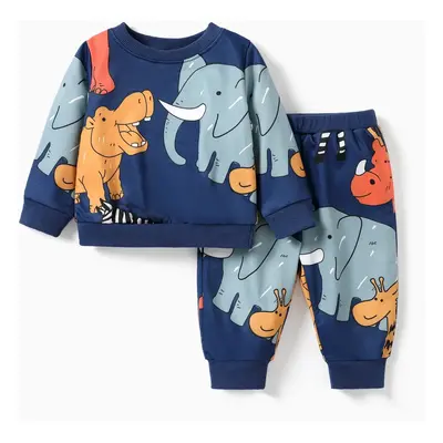 2pcs Baby Boy Animal-patterned Childlike Style Set