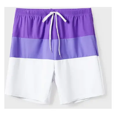 Family Matching Color-block Swim Trunks or One-shoulder Side Knot One-Piece Swimsuit (Quick-Dry)