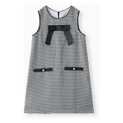 Kid Girl Grid Print Hyper-Tactile Design Dress