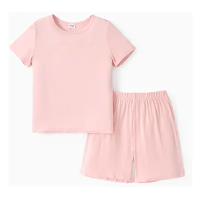 2pcs Kids Girl/Boy Solid Color T-shirt Set