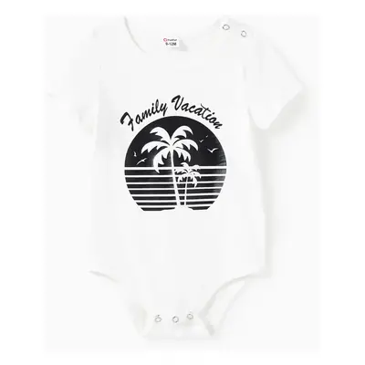 Family Matching Vacation Vibe Short Sleeves Coconut Tree Graphic Tees