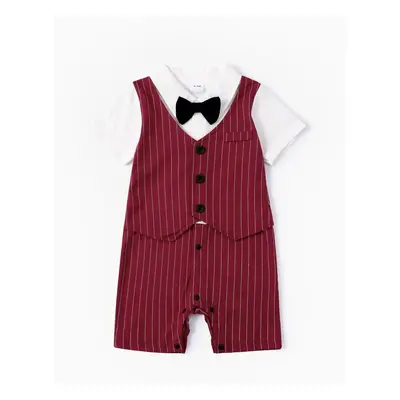 Baby Boy Cotton Classic Stripe Short Sleeve Lapel Jumpsuit