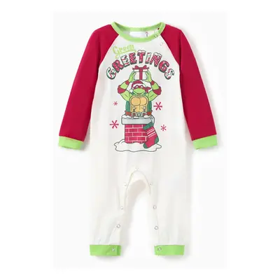 Teenage Mutant Ninja Turtle Family matching Christmas Print Colorblock Long-sleeve Pajamas Set (