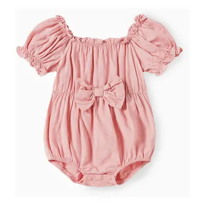 Family Matching Color Block Polo Shirt and Pink Shirred Top Bubble Sleeves Dress Sets