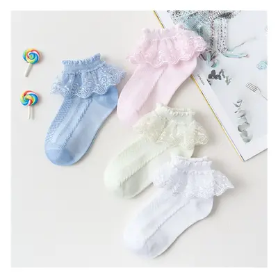 4-Pack Toddler/kids Girl Sweet Style Lace Trim Mid-Calf Socks