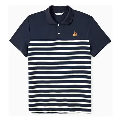 Family Matching Sets Preppy Style Cotton Striped Polo Shirt or Henley Neck Button Up H-Line Dres