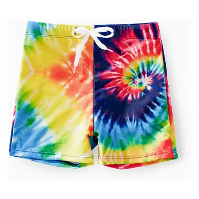 Casual Tie-Dyed Family Swimwear with Ruffle Edge, Medium Thickness, Opaque, Regular Fit - Polyes