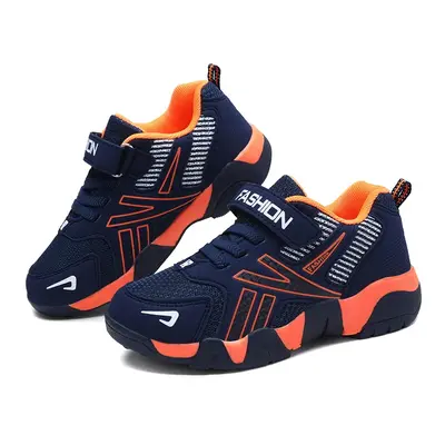 Toddler / Kid Navy Velcro Closure Mesh Panel Breathable Sports Shoes