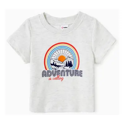 Quick-Dry Family Matching Rainbow Pattern Slogan Printed Nature Theme Short Sleeves Graphic Tee