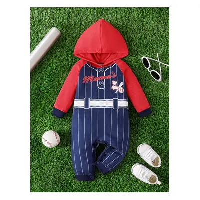 Baseball Player Baby Boy/Girl Hooded Jumpsuit