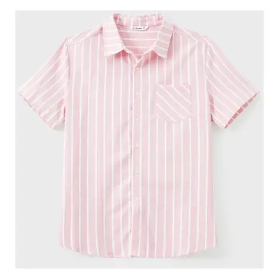 Family Matching Sets Light Pink Striped Shirt or Belted Button Co-ord Set With Pockets