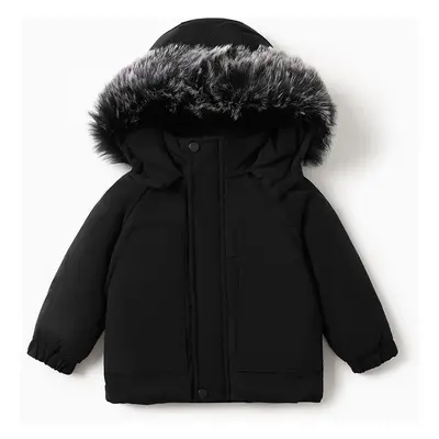 Toddler Boy/Toddler Girl Furry Collar Hooded Parka Cotton-Padded Jacket