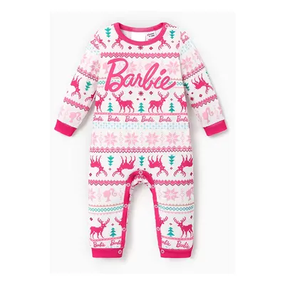 Barbie Christmas Mommy and Me Snowflake Deer Pattern Print Pajamas Sets (Flame Resistant)