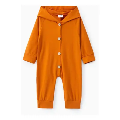 Baby Boy/Girl Solid Hooded Jumpsuit