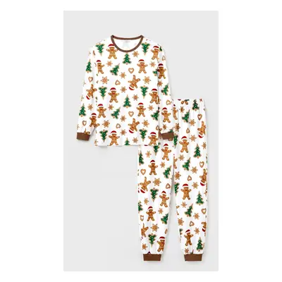 Christmas Family Matching Cartoon Gingerbread Man and Tree All-over Print Long-sleeve Pajamas Se