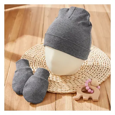 2-piece Baby Solid Anti-scratch Hat and Glove Set