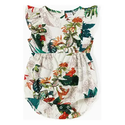 Family Matching Allover Plant Floral Print Dresses and Short-sleeve Shirts Sets