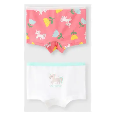 2-Pack Toddler/Kid Girl Animal-themed Cotton Fabric Stitching Underwear