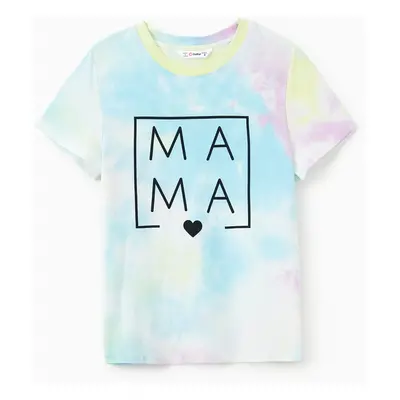 Mommy and Me 95% Cotton Letter Print Tie Dye Short-sleeve Tee