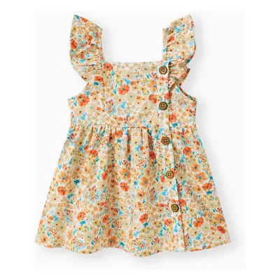 1pc Baby Girl Sleeveless Floral casual Dress