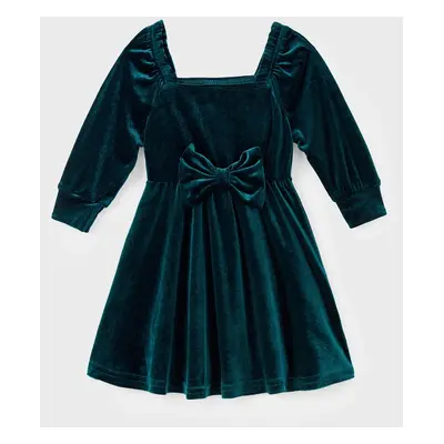 Dark Green Matching Family Outfits Bowknot Bardot Dress or Formal Shirt