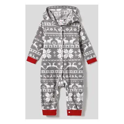 Christmas Family Matching Letters Embroidered Long-sleeve Hooded Fleece Pajamas Sets