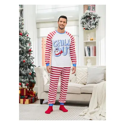 Frosty The Snowman Family Matching Christmas Striped Colorblock Long-sleeve Pajamas(flame resist