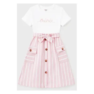 Family Matching Sets Light Pink Striped Shirt or Belted Button Co-ord Set With Pockets