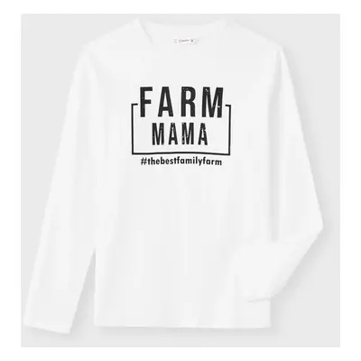 Family Farm Matching Long Sleeves Cotton Round Neck Solid Color Tops