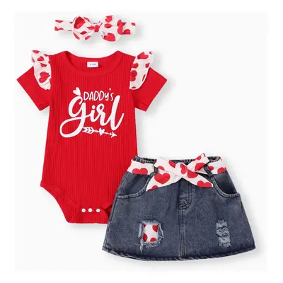 Sweet Cotton 2pcs Flutter Sleeve Suit-Dress for Baby Girl - Letter Pattern