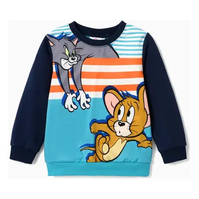 Tom and Jerry Toddler Boy Colorblock Character Print Long-sleeve Top or Black Pant