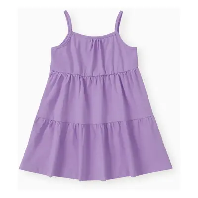 Toddler Girl Basic Solid Multilayers Cami Dress