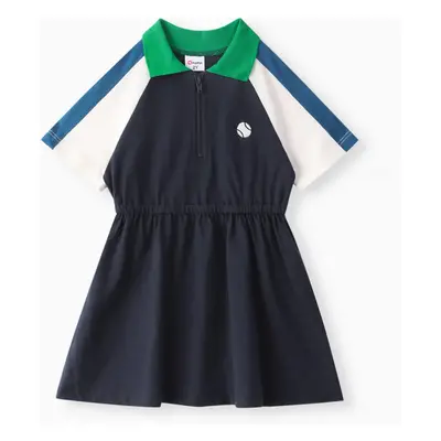 Toddler Girl Colorblock Polo collar Dress