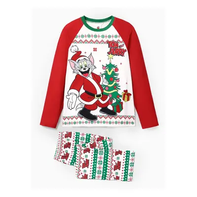 Tom and Jerry Family Matching Joyly Christmas Character Print Pajamas Sets (Flame Resistant)