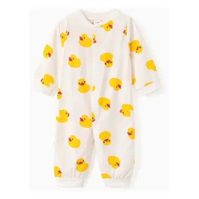 Duck Allover Long-sleeve Baby Jumpsuit