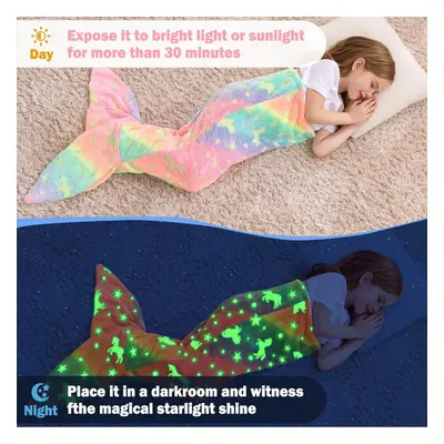 Toddler Mermaid Night Light Sleeping Bag in Flannel Fleece