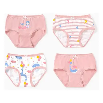 4pcs Kid Girl 3D Hyper-Tactile Cotton Cute Animal Print Underwear Set