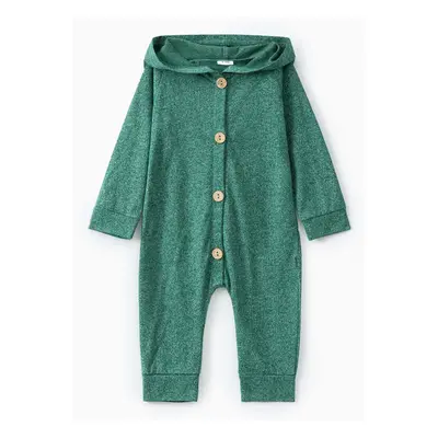 Baby Boy/Girl Solid Hooded Jumpsuit