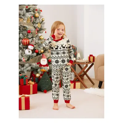 Christmas Family Matching Snowflake/Reindeer Pattern Pajamas Sets with Pockets and Drawstring