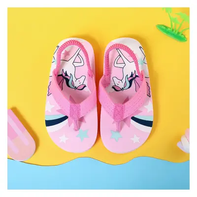 Toddler/Kid Unicorn Rainbow Print Flip-flops Slippers